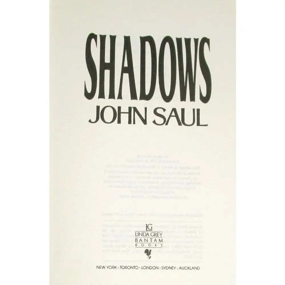 SHADOWS by John Saul 1992 Hardcover with Dust Jacket Horror Novel Supernatural